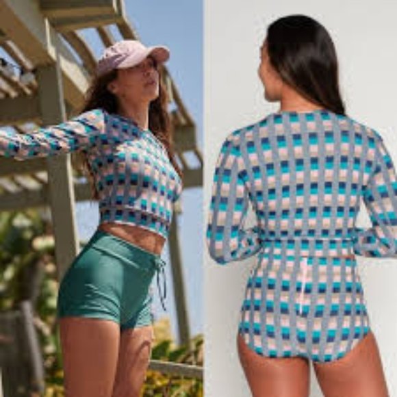 New SEEA Palomar Crop Swim Top Rashguard Size Small - Picture 2 of 8